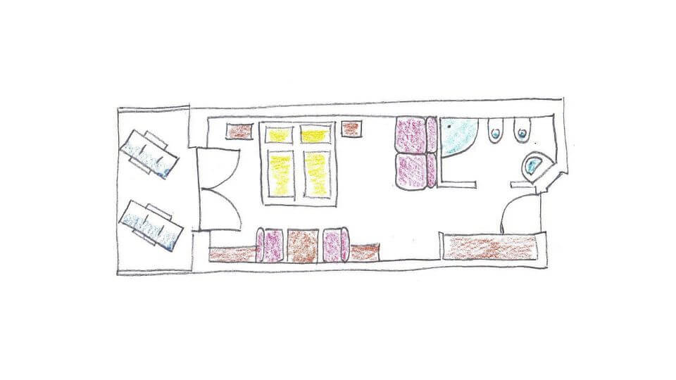 Stanza matrimoniale Seekofel - Piantina